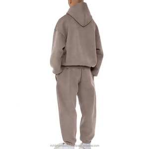 Nuevo Invierno 2 piezas personalizado Baggy Fit chándal de algodón de gran tamaño de alta calidad en blanco liso recortado Boxy sudaderas con capucha Unisex chándal - Product Image 3