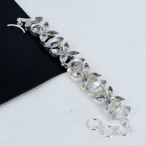 White Topaz Gemstone Handmade 925 Sterling <b>Silver</b> Vintage <b>Charm</b> <b>Bracelet</b> Women's Jewelry Gift - Product Image 3