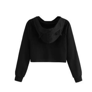 Sudadera con capucha recortada con logotipo personalizado para mujer Jersey Venta caliente 100% Sudadera con capucha de algodón con MOQ bajo - Product Image 4