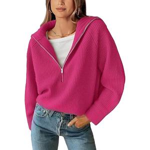 2025 à la mode Baggy Fit femmes demi fermeture éclair pull sweat gaufré tricoté unisexe quart Zip brodé plein hiver - Product Image 2