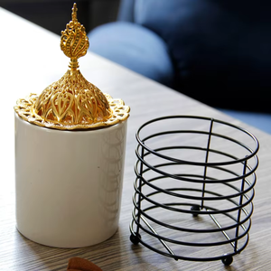 Golden Dome <b>Ceramic</b> Incense Burner Iron Stand Indian Incense Eco-Friendly Home Hotel Decor for Eid Arabic Aromatherapy <b>Diffuser</b> - Product Image 3