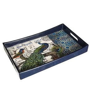 Top Trending Product Wood Serving <b>Tray</b> Platter Metal Handle for Tea Snacks Serving <b>Tray</b> Metal Handle Rectangle Home <b>Office</b> Decor - Product Image 6