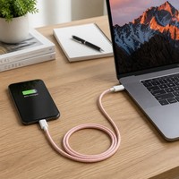 Cable de Carga Rápida USB C a USB C de 60W PD, Cable de Alimentación de Nailon Trenzado de 3A y 1m, Sincronización de Datos para Teléfono y Laptop OEM
