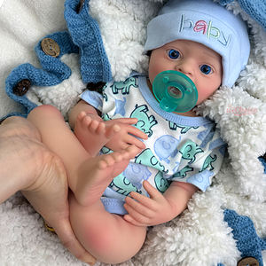 Yeni varış 18 "tam silikon yeniden doğmuş bebek bebek gülümseyen yüz erkek bebek açık ağız emzik koyabilirsiniz - Product Image 3