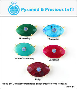 925 argent Sterling or Vermeil rubis broche ensemble pendentif 20x10mm Long Marquise pendentif pour la fabrication de bijoux - Product Image 2