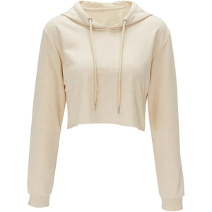Jersey de manga larga holgado para mujer a precio de fábrica personalizado, Jersey de algodón en blanco de gran tamaño, corto Top OEM personalizado, sudaderas con capucha para mujer para otoño - Product Image 5