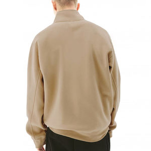 Sudadera de Invierno Beige con Media Cremallera y Bordado para Hombre, Estilo Casual, 100% Algodón, Tejido Suave, Cálida, Manga Larga, Corte Regular - Product Image 5
