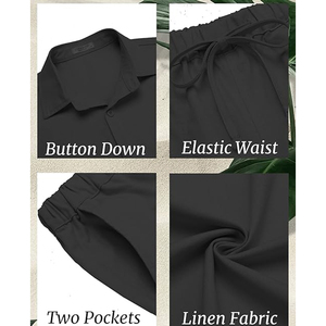 Ensemble décontracté de qualité supérieure 2 pièces : chemise à manches longues boutonnée et pantalon ample, respirant et à séchage rapide, idéal pour la plage et le yoga en été - Product Image 3