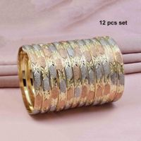 Vente en gros 3 tons plaqué or formant ensemble de bracelets, bijoux de bracelets de mode, ensemble de bracelets en laiton tricolores, bracelets en or multi-tons.