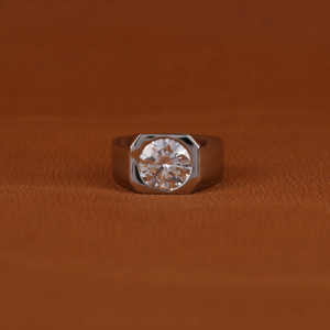 Banda de boda de diamante cultivado en laboratorio de corte redondo de oro sólido de 10K para hombres, accesorio de joyería único de estilo clásico personalizable a la moda - Product Image 1