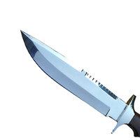 Couteau de chasse à lame fixe OEM de haute qualité, style Damas, nouveau modèle, manche noir massif, pour homme, pour activités de plein air
