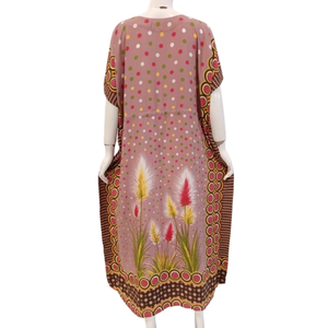 Chrysanta Floral Kaftan Dress Diseño informal hasta el suelo con cordón para actividades en interiores - Product Image 4