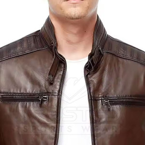 Chaqueta de Cuero para Hombre, Cálida y Transpirable para Invierno, con Cuello Alto y Logotipo Frontal, de Piel de Vaca, Resistente al Viento y Ecológica - Product Image 5