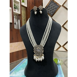 Luxe CZ Zircon Diamant Long Mala Collier Avec Boucles D'oreilles Américain Diamant Look Ensemble De Bijoux pour Cadeau De Mariage Fête Élégante - Product Image 1
