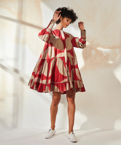 ชุดเดรสแบบชิ้นเดียวสำหรับผู้หญิงใหม่ฤดูร้อนชุดเดรสสั้นทรงหลวมคอสูงแขนยาวพิมพ์ลายด้วยกระดุมยาวถึงพื้นกางเกงขาสั้นยาวเป็นธรรมชาติ - Product Image 3