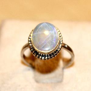 Anillo de Plata de Ley Ajustable Unisex Hecho a Mano con Piedra Lunar Estilo Bohemio, Anillo de Moda con Engaste de Barra, Regalo de Aniversario de Bodas - Product Image 2