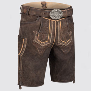 Pantalones cortos de cuero antiguos tradicionales bávaros Oktberfest Lederhosen hechos a medida para hombres tela de lona de cuero de cabra genuino - Product Image 2