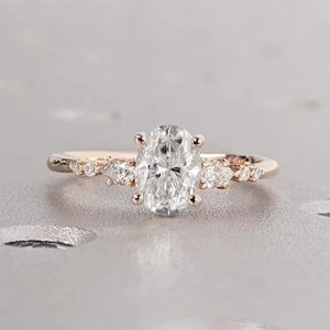 แหวนหมั้นเพชร14K 18K ประดับวงรีทำจากทองคำบริสุทธิ์แหวนแต่งงานแหวนหมั้นหรูหราหรูหราหรูหราได้รับการรับรองจาก GIA - Product Image 1