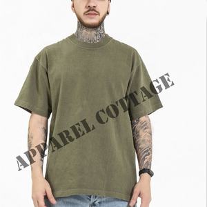 Camiseta de algodón 100% personalizada para hombre, camisa de manga corta de peso pesado con cuello redondo, 210GSM, estampado, gran tamaño, hombro caído, venta al por mayor - Product Image 4