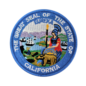Parche Bordado del Sello Estatal de California con Cinta Azul, Termoadhesivo y para Coser, en Forma de Corazón de Fieltro, para Sombreros y Bolsos - Product Image 1