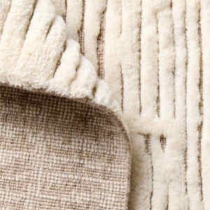 Tapis fait main à la main, tissé à la main, à nœuds, tissage plat, abstrait, moderne, antidérapant, hauteur de poils moyenne, avec dos en latex - Product Image 4