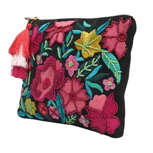 Роскошная стильная многоцветная Сумка-клатч с абстрактным дизайном кошельки из хлопка и бисера женские сумки оптом HB-046