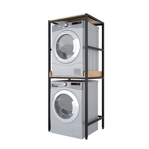 Support en fer et bois KMG68010 pour machine à laver et sèche-linge – Cadre en fer durable et plateau en bois – Indispensable pour le repassage des vêtements et l'équipement de lavage - Product Image 2