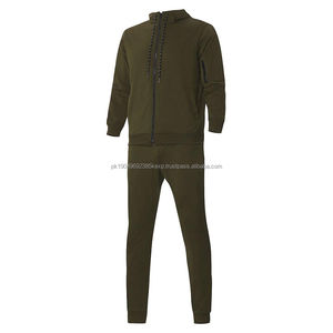 Survêtements vert olive en gros pour hommes – Fournisseur de survêtements décontractés deux pièces personnalisés (hoodie et pantalon de jogging) - Product Image 3