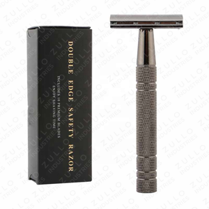 Maquinilla de Afeitar de Seguridad de Acero Inoxidable Negro Premium, Reutilizable, de Doble Filo, para la Cara de Hombres, Marca Privada Personalizada - Product Image 3