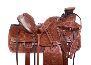 Silla de caballo occidental de cuero genuino de calidad superior para carreras de barriles y equitación - Product Image 4