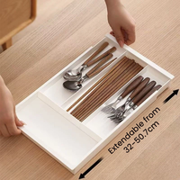 Tiroir à couverts extensible en plastique ABS, organisateur de tiroir de cuisine, plateau de rangement réglable pour couverts, organisateur d'ustensiles