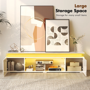 Mobile TV Moderno con Luce LED RGB per TV fino a 75-80 Pollici, Console Multimediale con Presa di Corrente, Centro di Intrattenimento per Soggiorno - Product Image 4