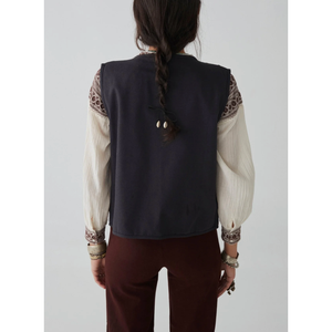 Chaleco Vintage para Mujer Payal - Pushkar Grape, 100% Algodón Tejido, Bordado 3D, Estampado, Largo Regular, Prenda Exterior - Product Image 5
