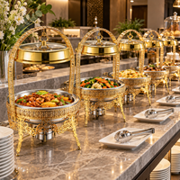 Chauffe-plat suspendu de luxe en acier inoxydable doré 9L pour buffet, idéal pour hôtels, restaurants et banquets de mariage