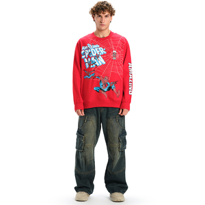 Sweat-shirt à col rond en coton/polyester, coupe décontractée, imprimé Amazing Spider-Man, 320 GSM, poids lourd, style streetwear élégant - Product Image 3