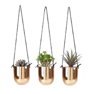 Copper flower planters with hammered design for home decoration indoor <b>pots</b> for succulents <b>herbs</b> or leafy green plants - Product Image 5