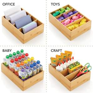 Boîte de rangement des aliments en bois de bambou, 4 sections, bac à compartiments divisés; récipient pour cuisine, garde-manger; support pour épices - Product Image 6