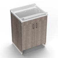 Lavabos de salle de bain en chêne de marque italienne, 100% moulage par injection, en PVC+PP écologique, avec kit de vidange complet, résistants aux détergents et aux acides, hauteur standard