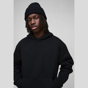 Sweat à capuche court surdimensionné à la mode pull-over polaire épaisse vintage double couche délavé à l'acide sweat à capuche de luxe uni - Product Image 4