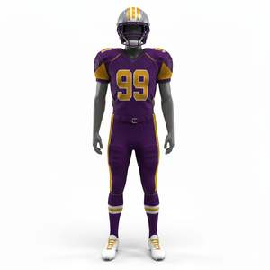 Uniforme de football américain haut de gamme, maillot à col en V, pantalon court extensible, logos et noms personnalisés - 100% polyester, séchage rapide, respirant - Product Image 2