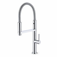 Robinet de cuisine télescopique WYRAX moderne en acier inoxydable 304 avec douchette céramique, deux positions eau chaude et froide, finition brossée