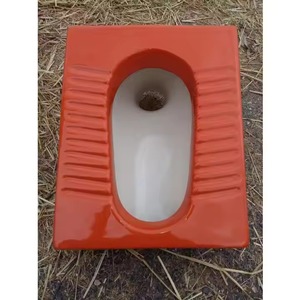 Poêle accroupie en céramique porcelaine double couleur orange abordable haute qualité export salle de bain indienne WC - Product Image 4