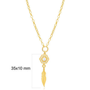 Plume Conception Zircon Pierre Rectangle Creux Charme Collier En Gros 925 Bijoux En Argent Sterling - Product Image 2