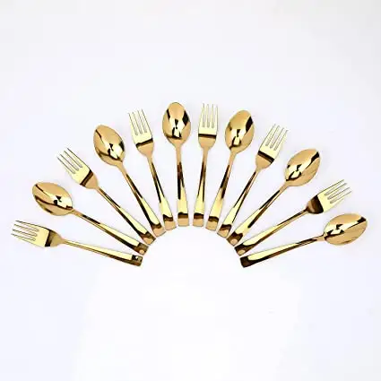 king international Wholesale dinnerware luxury stainless steel knife fork and spoon gold flatware Cutlery Set with gift