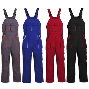 Hot Selling Slim Stretch Bib Dungarees Mechanic Bodysuit Working Coverall Unisex <b>Mens</b> Bib & <b>Brace</b> Coverall Adjustable Bodysuit - Product Image 1