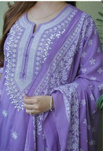 Mới Đến 2024 Của Phụ Nữ Tinh Khiết Bông Kurta Quần Dupatta Thiết Lập Mới Nhất Cô Gái <span class=keywords><strong>Kurti</strong></span> Thiết Kế Với Pakistan Salwar Kameez 3-Mảnh Ăn Mặc - Product Image 4