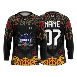 Maillots de hockey sur glace personnalisés imprimés par transfert thermique 100% polyester Adultes Unisexe Quatre directions extensibles Respirant Évacuation de l'humidité - Product Image 4