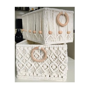 Decorative macrame storage <b>basket</b> to enhance home styling while providing essential space saving storage - Product Image 2