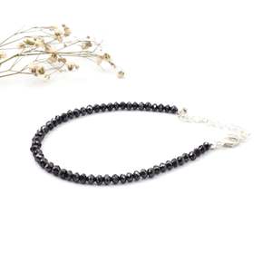 Pulsera de Diamantes Negros con Cuentas Facetadas de 3-4MM, Accesorio de Joyería Elegante y Lujoso - Product Image 3