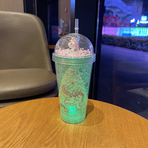 Đèn lồng màu mới vỡ cốc đá cốc nhựa hai lớp Bán buôn giá trị cao nam phim hoạt hình kỳ lân cốc rơm - Product Image 6